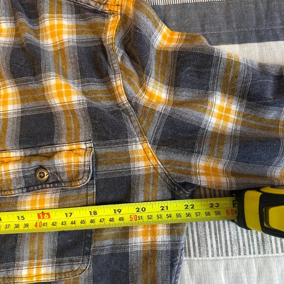 Original Paperbacks Casual Button Down Mens Medium Yellow Plaid Flannel Shirt - Picture 5 of 6